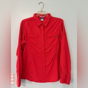 Red Long Sleeve Button-Up Shirt